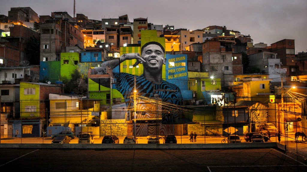 Giant Adidas mural of Brazilian striker Gabriel Jesus doing his iconic celebration
Gabriel Jesus went from painting the streets of his hometown to having a mural of himself there 