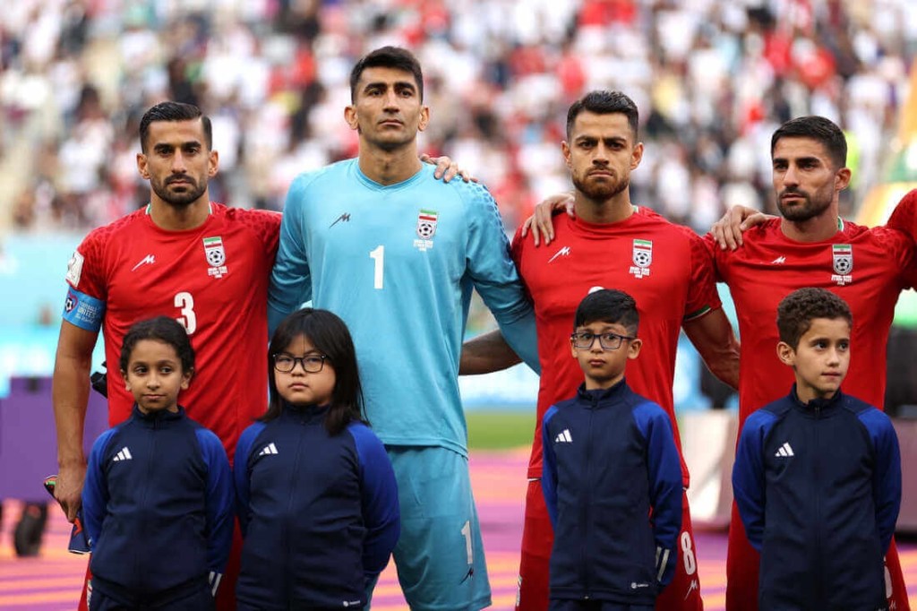 Iran’s national football team players refuse to sing their National Anthem as a show of protest against their government 