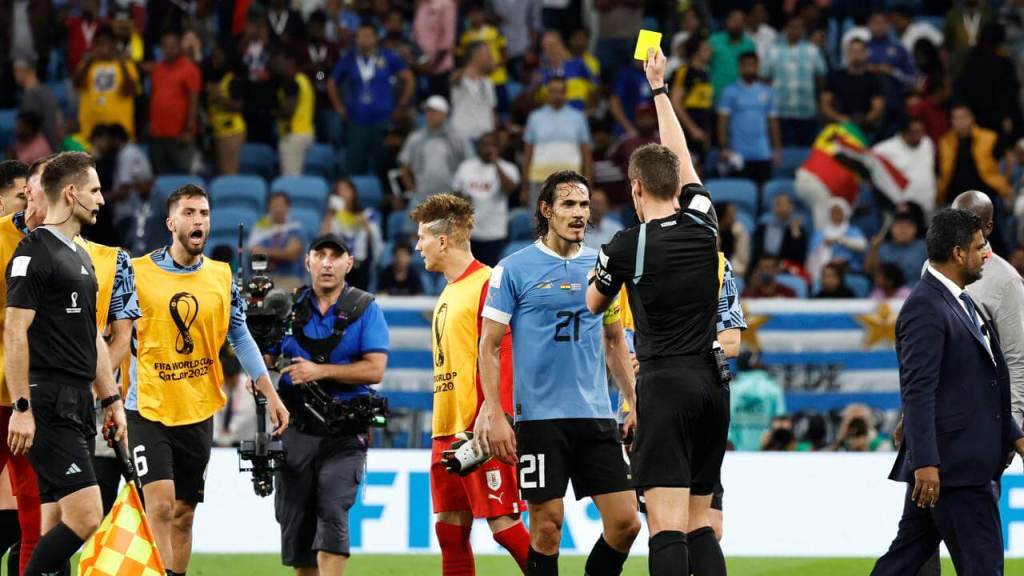 Uruguay angrily protest against the referee after exiting the World Cup in their win to Ghana