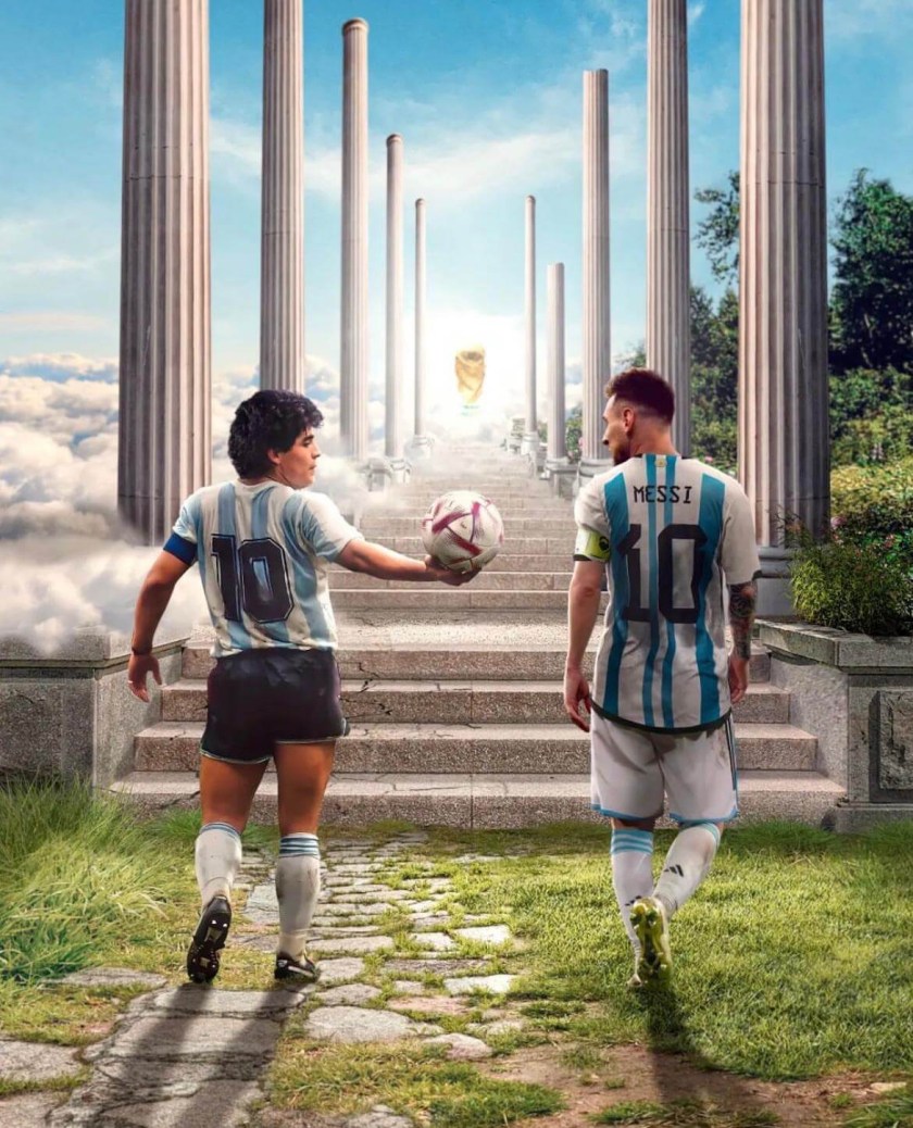 Messi and Maradona. World Cup winners.
