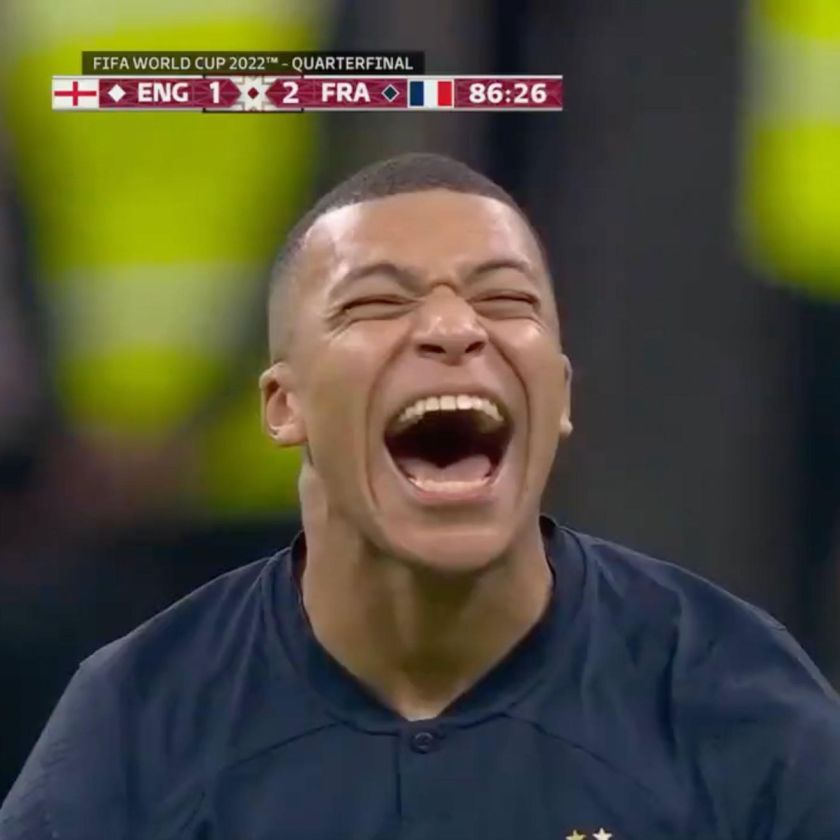 Mbappe celebrates Kane's missed penalty against France